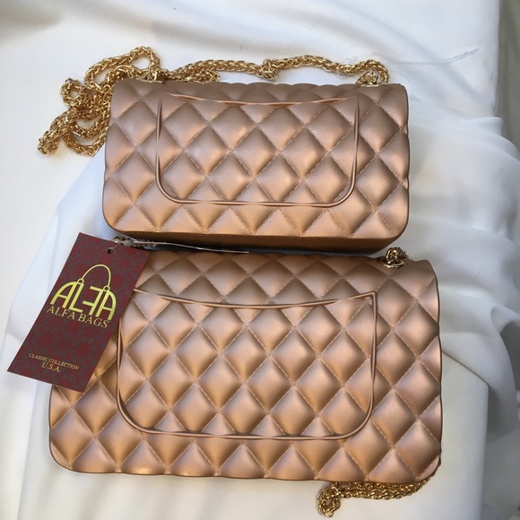 alfa bag Bags Alfa Bags Rose Gold Small Rubber Jelly Purse Poshmark